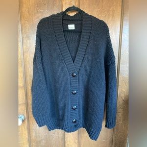 Babaa Black Wool Oversized Cardigan RARE